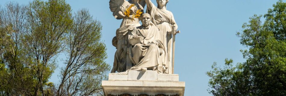 view of the statue on the benito juarez hemicycle monument in mexico city mexico